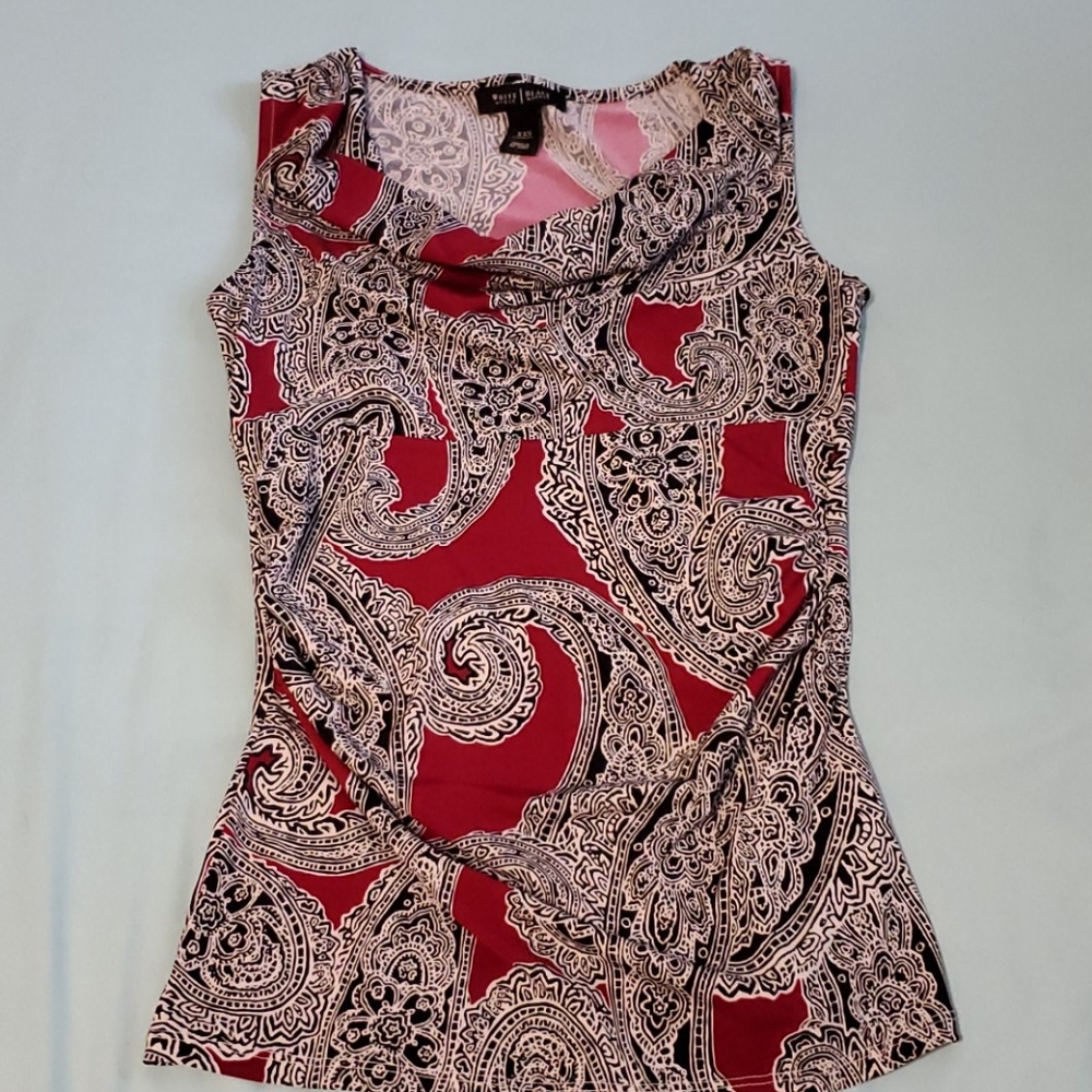 WHBM Sz XXS Red, White & Black top!